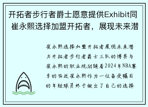 开拓者步行者爵士愿意提供Exhibit同 崔永熙选择加盟开拓者，展现未来潜力