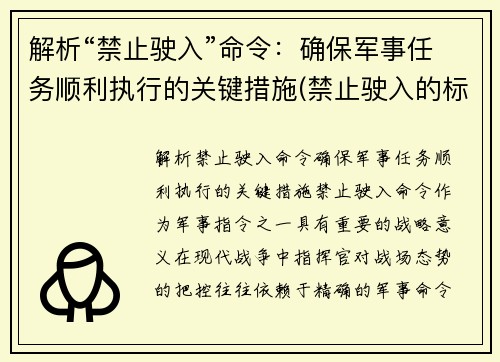 解析“禁止驶入”命令：确保军事任务顺利执行的关键措施(禁止驶入的标志是怎样的)