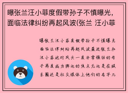 曝张兰汪小菲度假带孙子不慎曝光，面临法律纠纷再起风波(张兰 汪小菲)